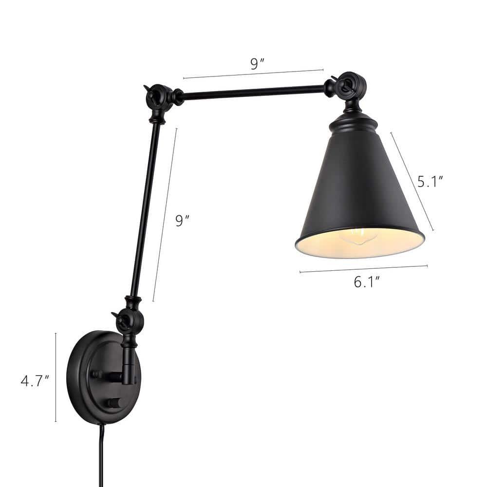 WINGBO  Industrial Swing Arm Wall Sconce with Metal Shade,2-Pack... Nickel