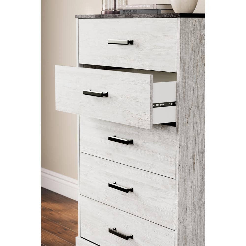 Signature Design by Ashley Casual Shawburn Chest of Drawers, Whitewash/Charcoal Gray
