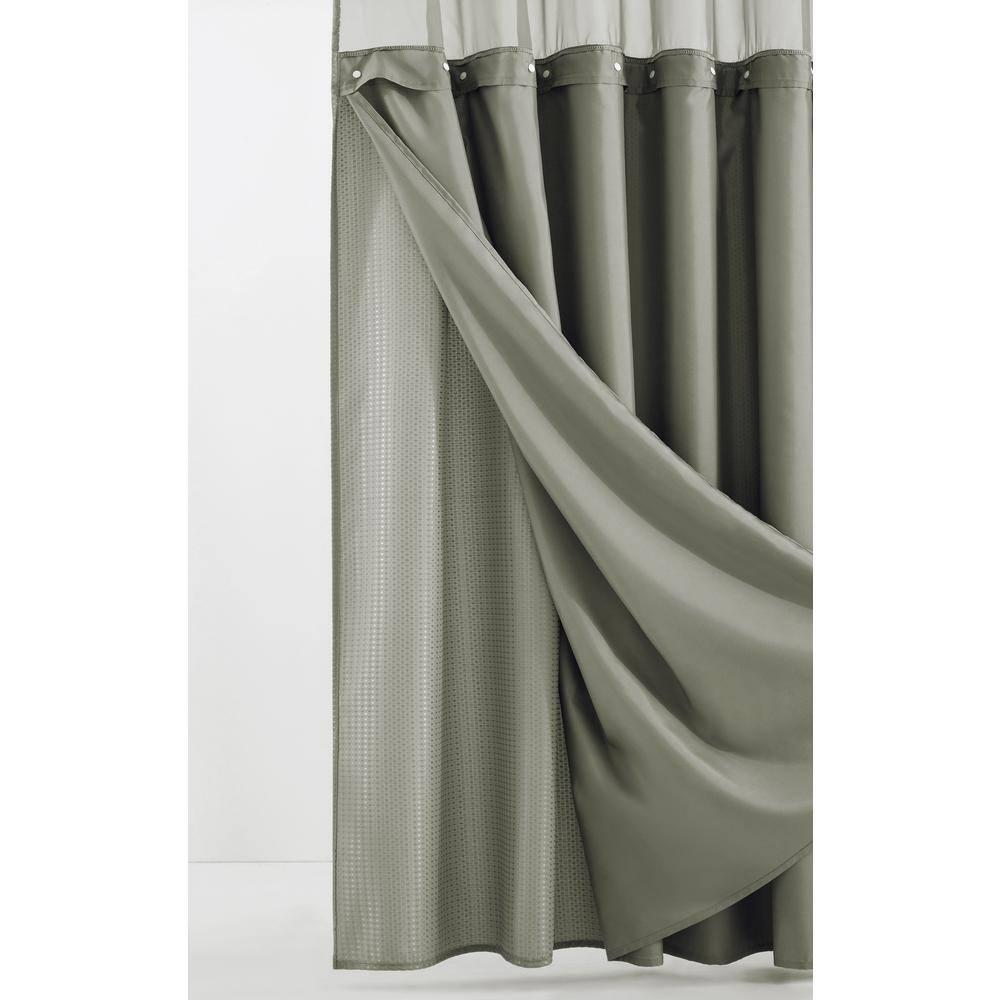 Dainty Home Complete Shower Curtain With Detachable Liner - Grey