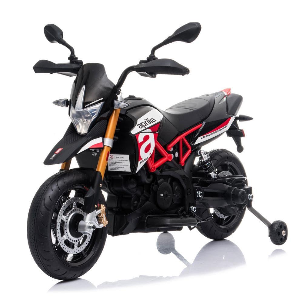 12V Ride On Toy With Training Wheels Battery Powered Dirt Bike Electric Motorcycle With LED Lights Sounds Music MP3 For Boys Girls Gifts