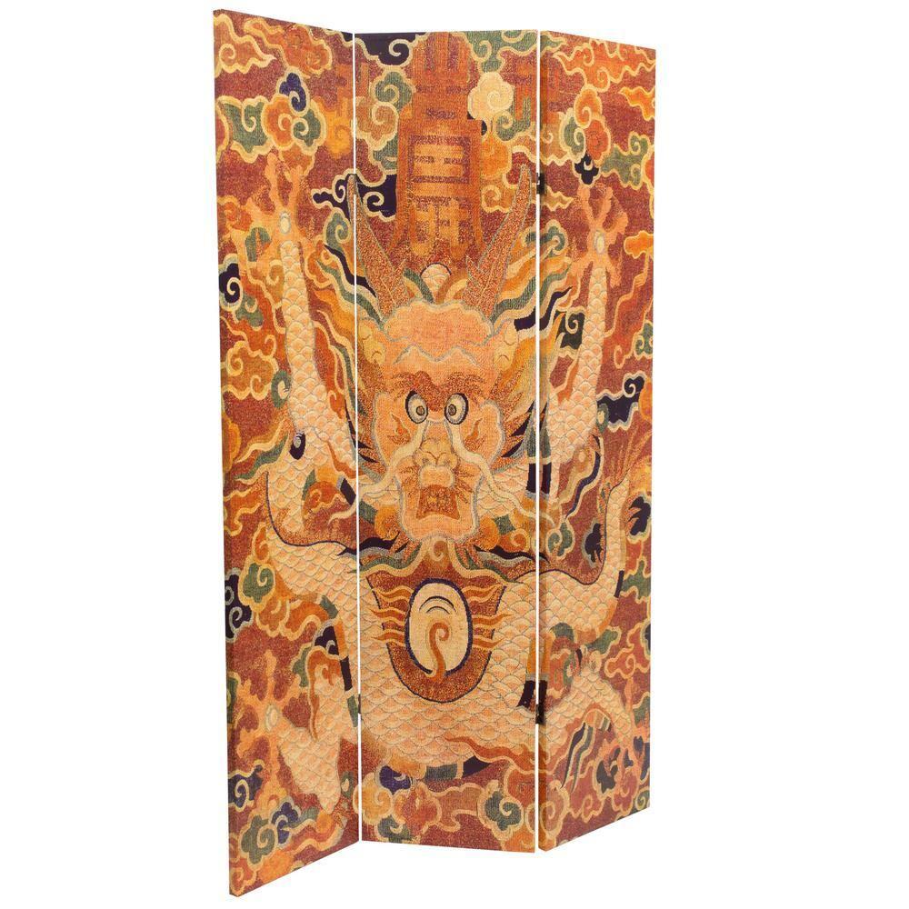 Oriental Furniture 6 ft. Tall Dragon of the Red Chamber Room Divider - 3 Panel