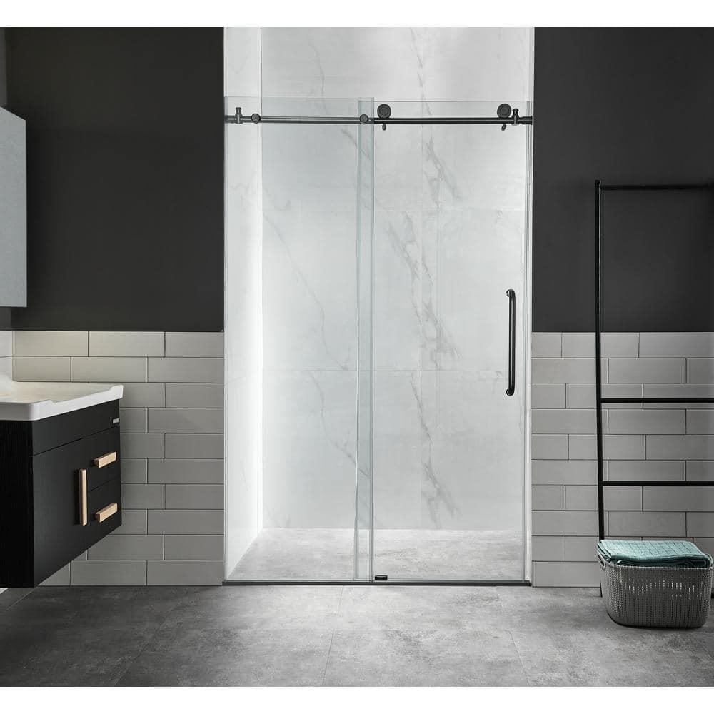 ANZZI SD-AZ13-01MB Madam Series 48" W x 76" H Single Sliding Semi-Frameless Shower Door