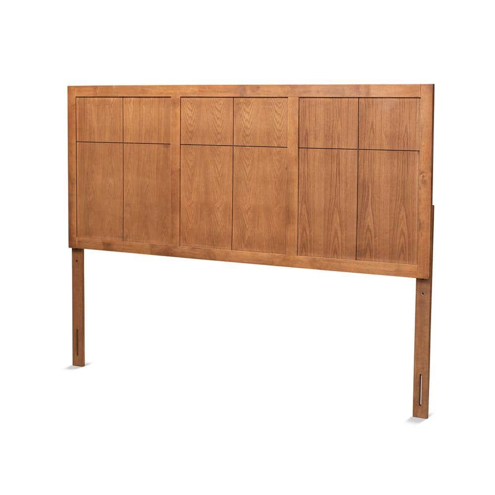 King Monroe Modern and Rustic Wood Headboard Walnut - Baxton Studio: Frame Mounted, 50" Height, No Box Spring Needed