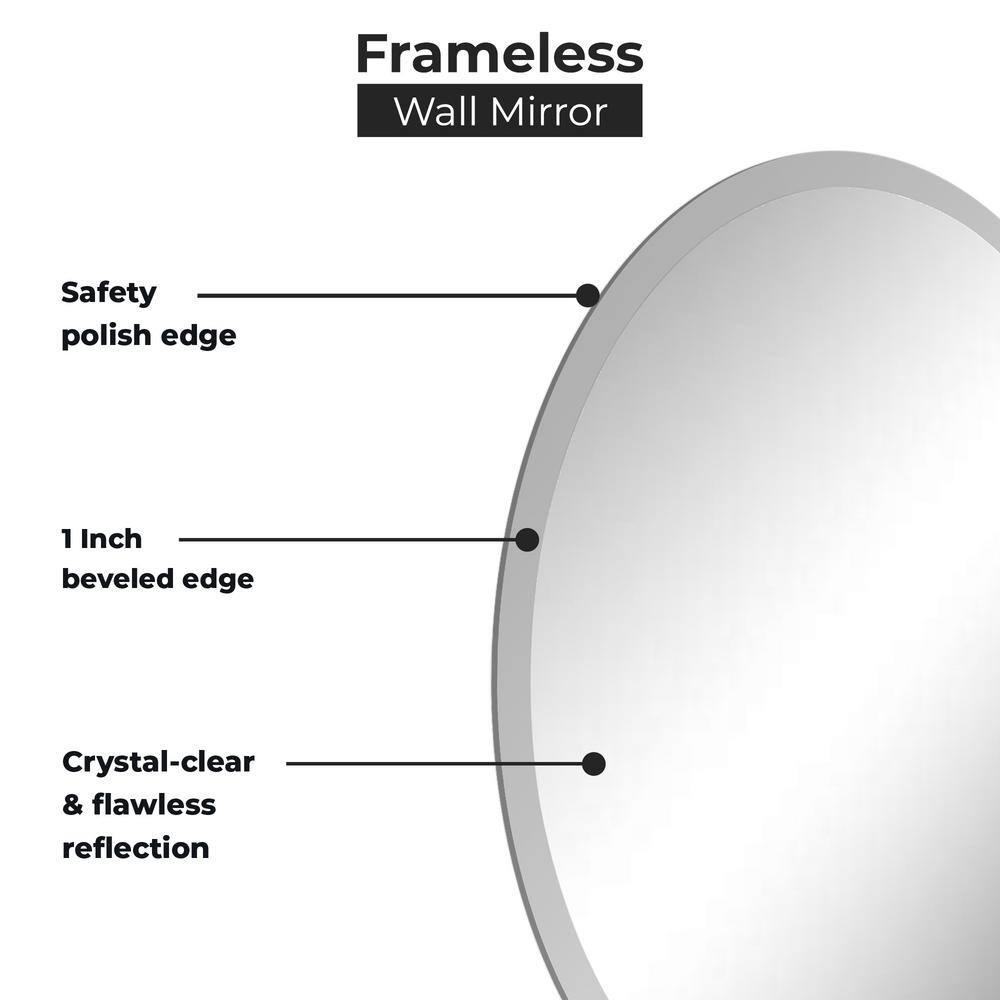 22" X 39" Inch Oval Beveled Polish Frameless Home Mirror With Hooks