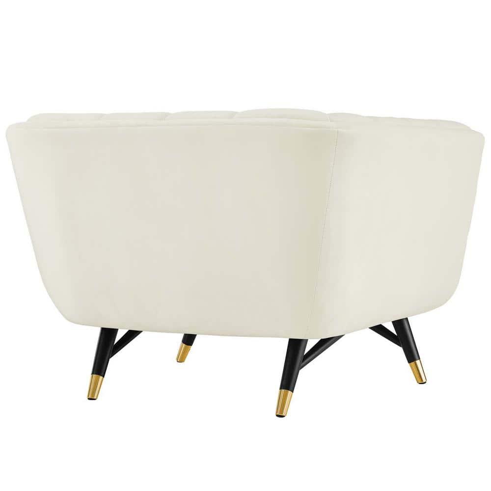 Modway Adept Performance Velvet Accent Armchair in Ivory and Black