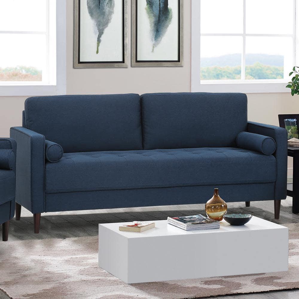 LifeStyle Solutions Jareth Sofa in Navy Blue Fabric Upholstery