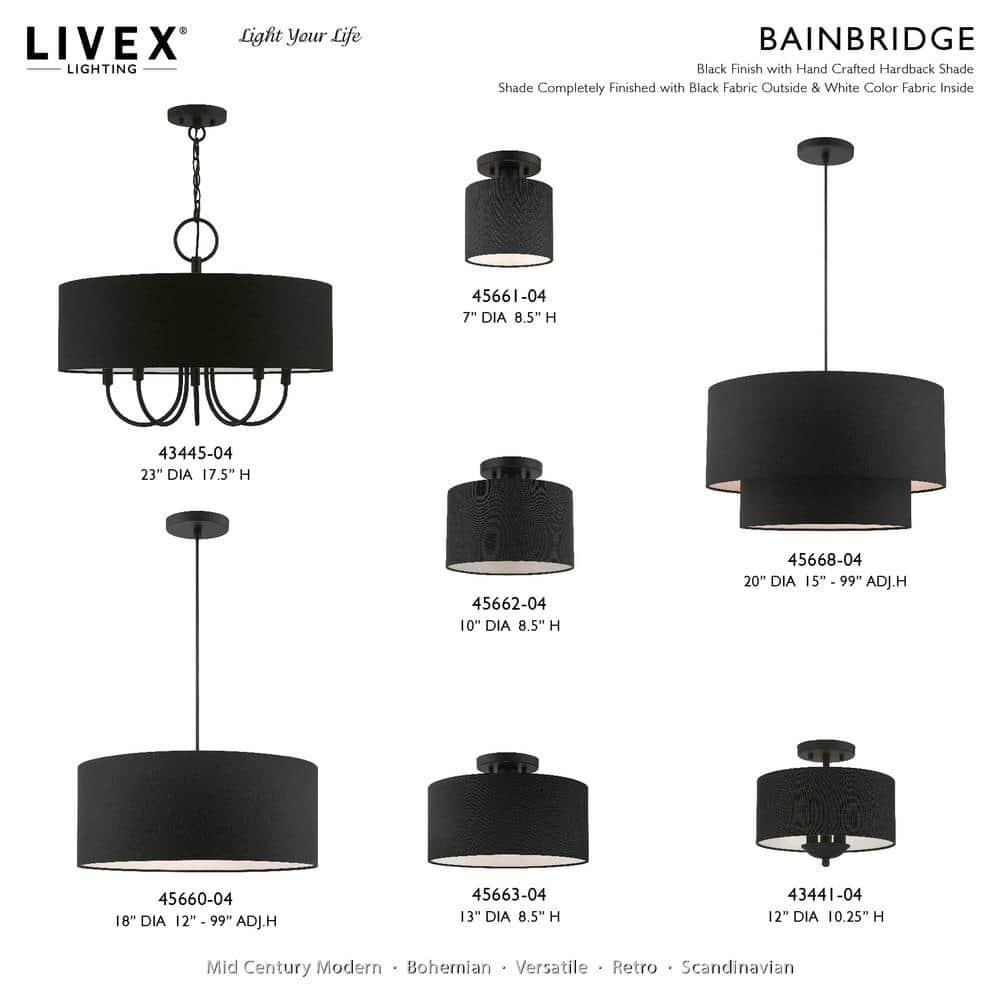Livex Lighting Bainbridge 1 - Light Semi-Flush Mount in  Black