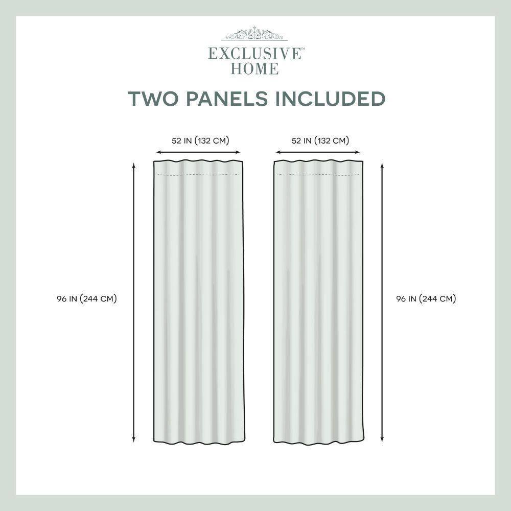 Set of 2 (96"x54") Velvet Back Tab Light Filtering Window Curtain Panels Navy - Exclusive Home: Polyester, OEKO-TEX Certified