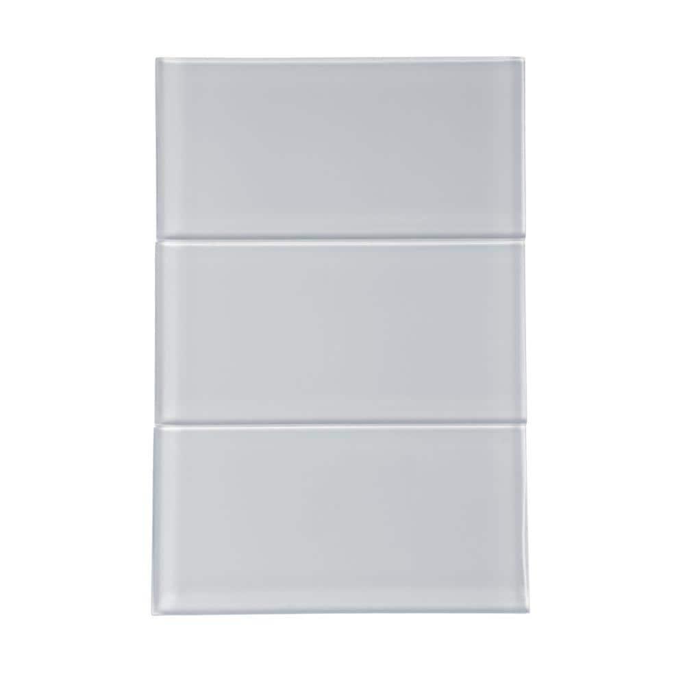 Apollo Tile   40 Pack 3-in x 6-in Mink Gray Rectangular Subway Glossy Finished Glass Mosaic Wall Tile (5 Sq ft/case)
