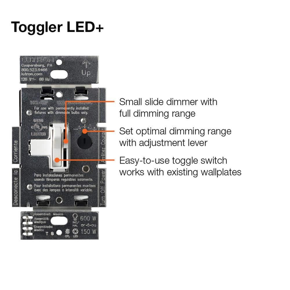 Black Smart LED Toggle Dimmer Switch for Dimmable Bulbs