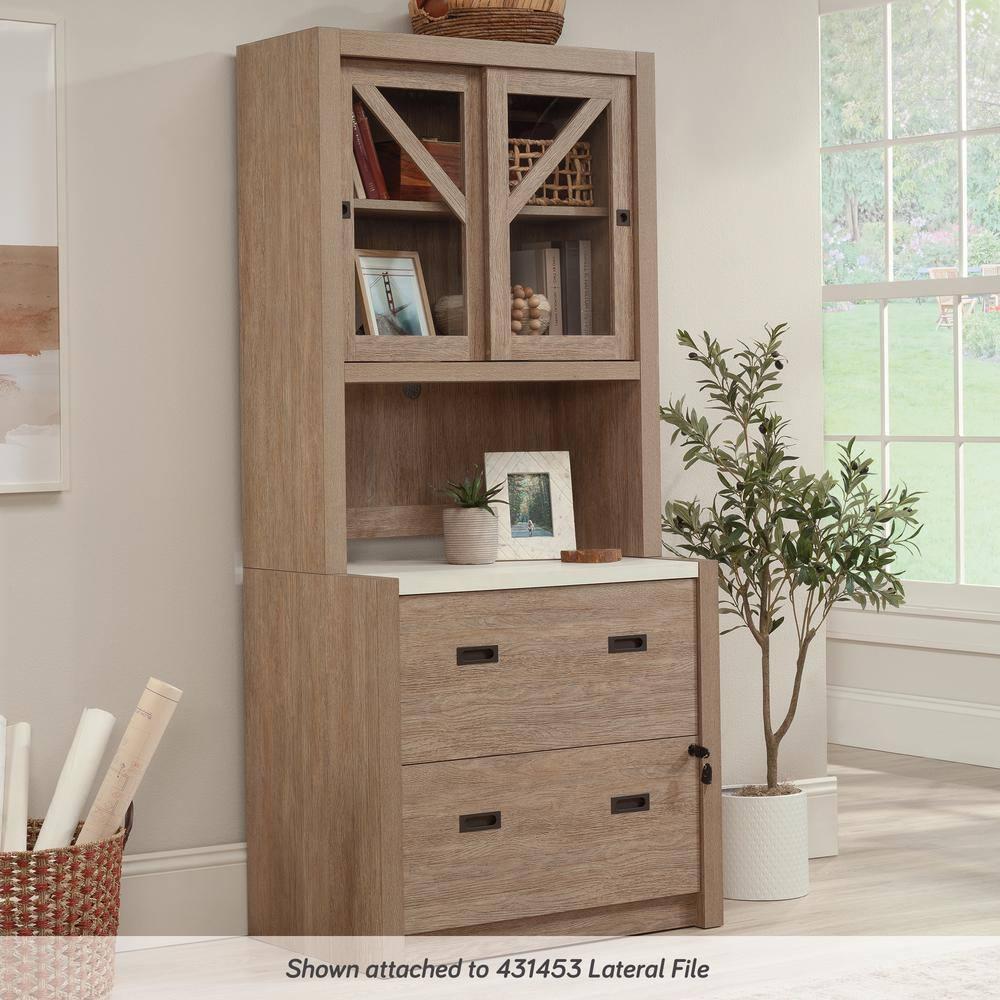 Sauder Dixon City 2 Drawer Lateral File Cabinet Brushed Oak: Lockable, 20" Deep Office Storage, MDF Construction