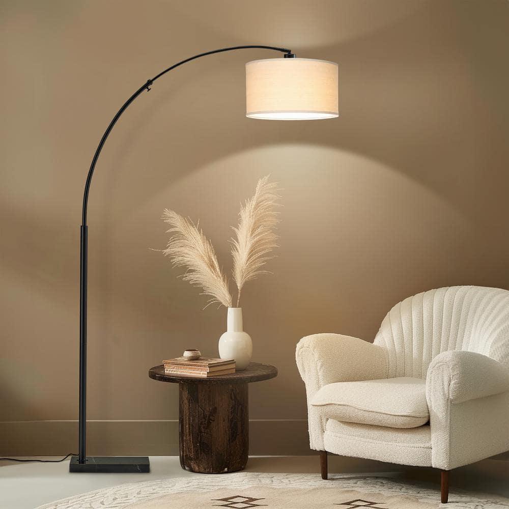Brightech Logan 76 in. Adjustable and Extendable LED Arched Gold Floor Lamp with Weighted Marble Base - LED Bulb Included