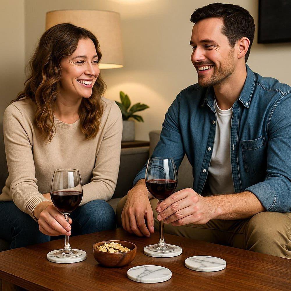 Mercer41 Raniyha Marble Round Coaster 4-Pack