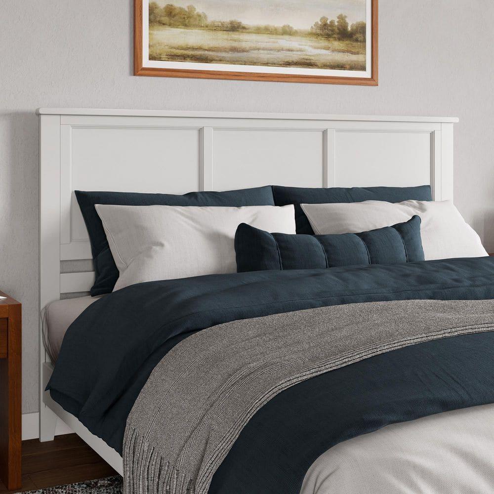 AFI Charlotte King Solid Wood Low Profile Platform Bed, White