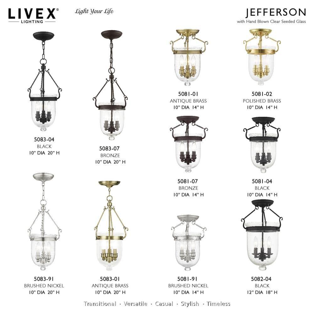 Livex Lighting Jefferson 3 Light Bronze Chain Lantern