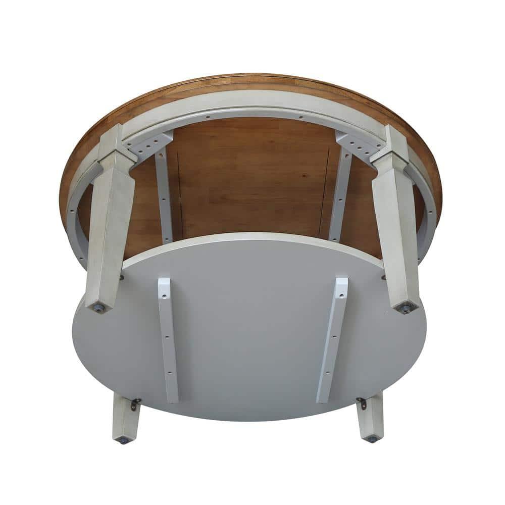 Vista Round Coffee Table Brown - International Concepts: Modern Two-Tone Wood, Fixed Shelf, 20.3"H x 38"W
