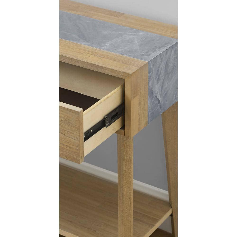 Calgary Natural Finish with Gray Stone Sofa Table