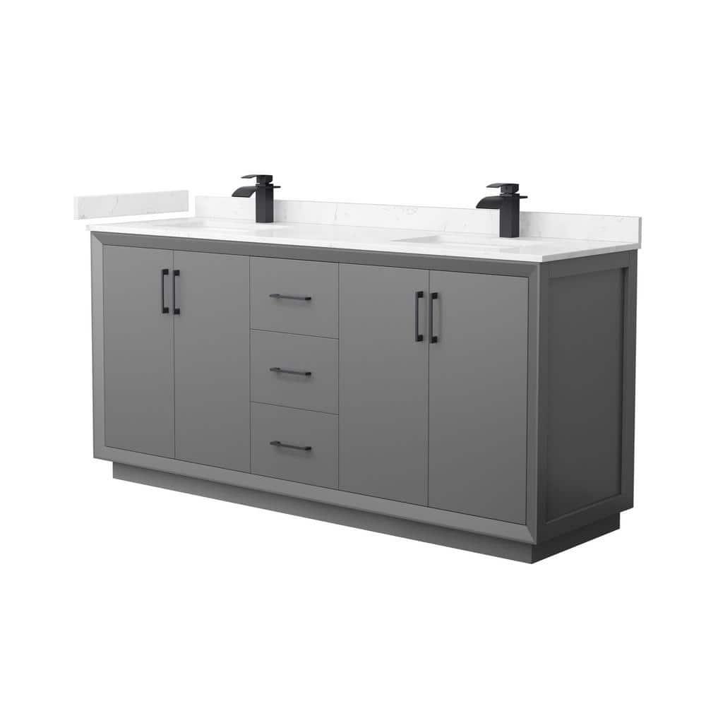 Wyndham Collection 72'' Double Bathroom Vanity with Cultured Marble Top