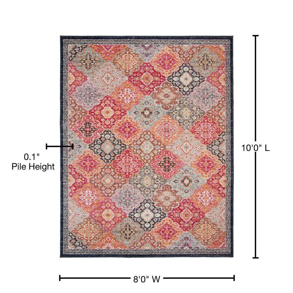 Montage MTG281 Power Loomed Indoor/Outdoor Area Rug - Red/Aqua - 8'x10' - Safavieh