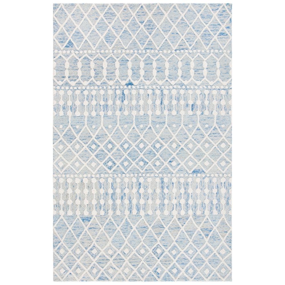 Blossom BLM115 Hand Tufted Area Rug - Blue/Ivory - 5'x8' - Safavieh.