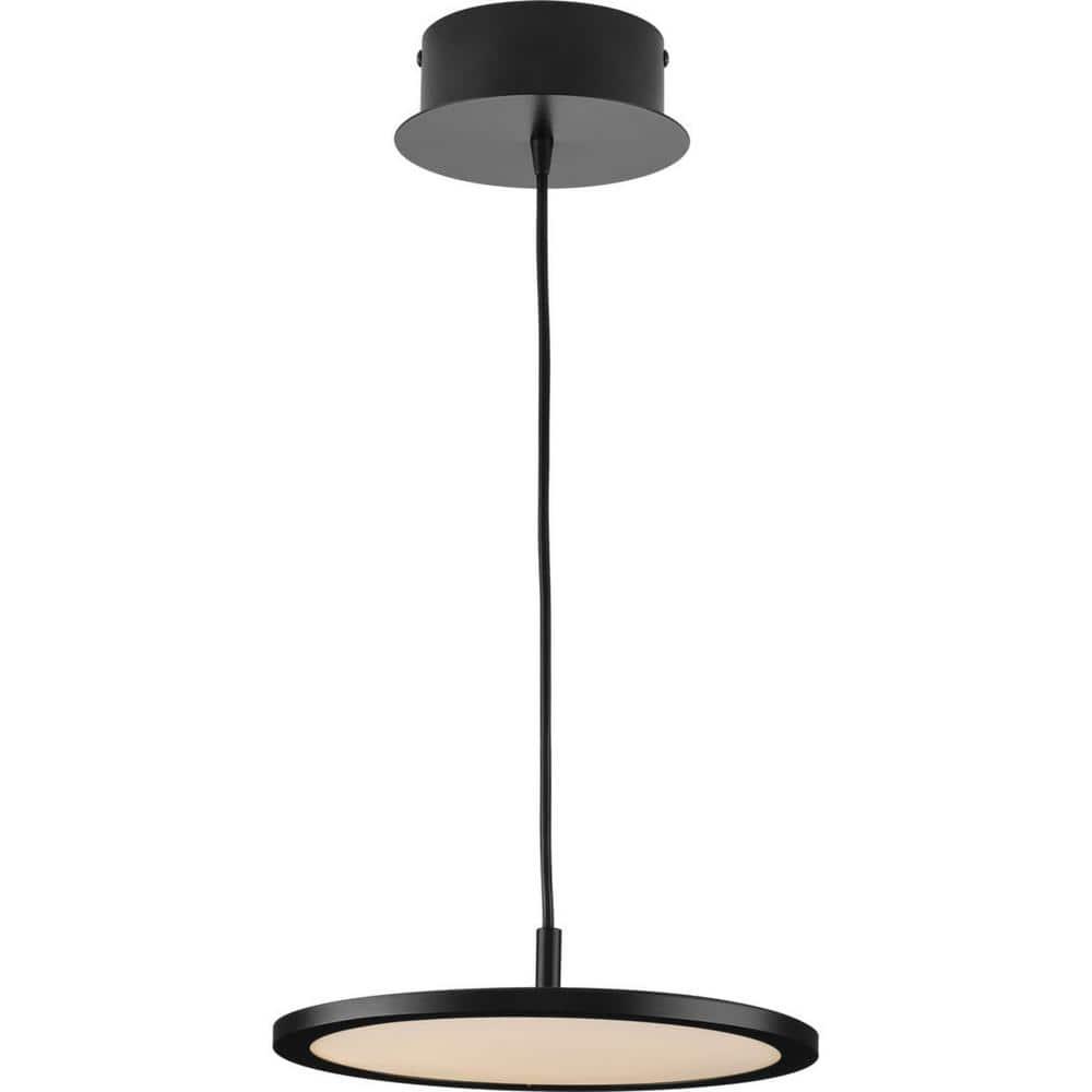 Progress Lighting Everlume 1-Light LED Pendant, Matte Black, Edge-Lit Flat Panel Diffuser