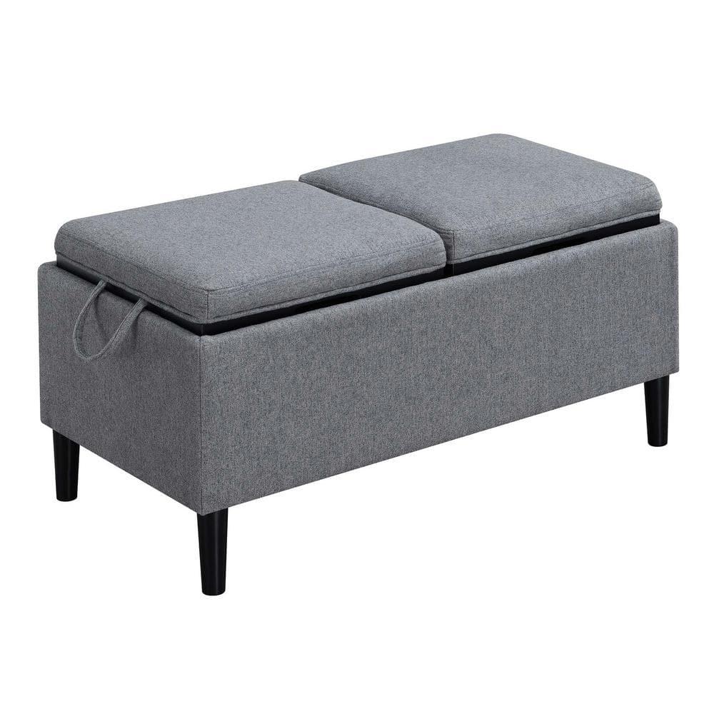 Convenience Concepts Designs4Comfort Magnolia Storage Ottoman w/ Reversible Trays, Soft Gray Fabric