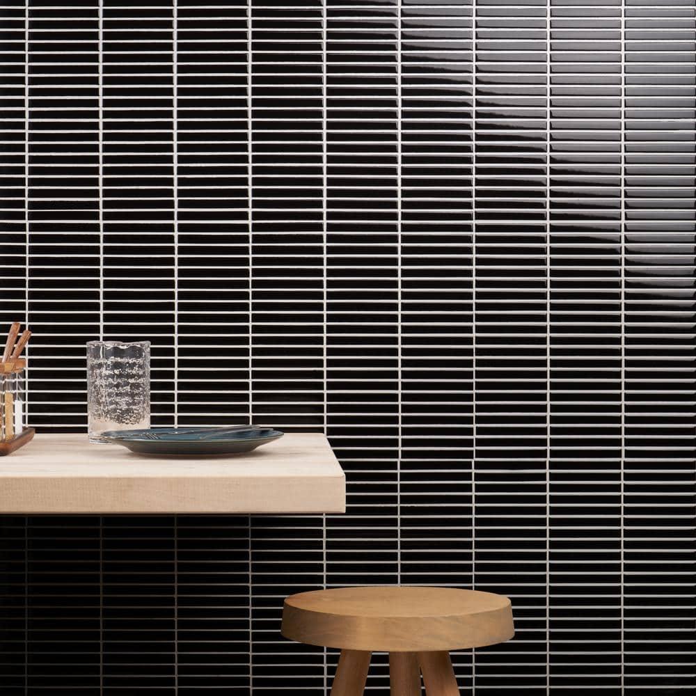 Monogram Stacked 11.19 In. X 11.9 In. Glossy Porcelain Mosaic Floor And Wall Tile (0.92 Sq. Ft. / Each)