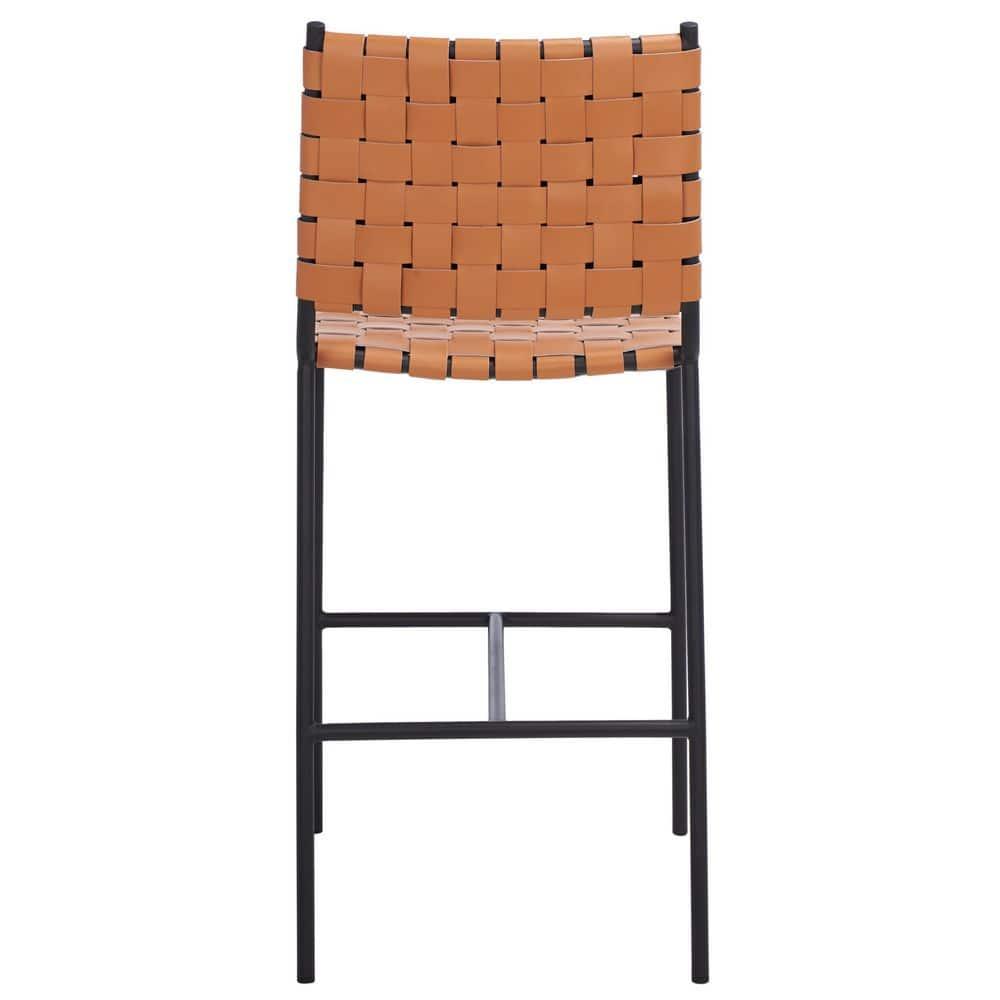 Olenna Woven Counter Stool - BST3011 - Cognac/Black - Safavieh