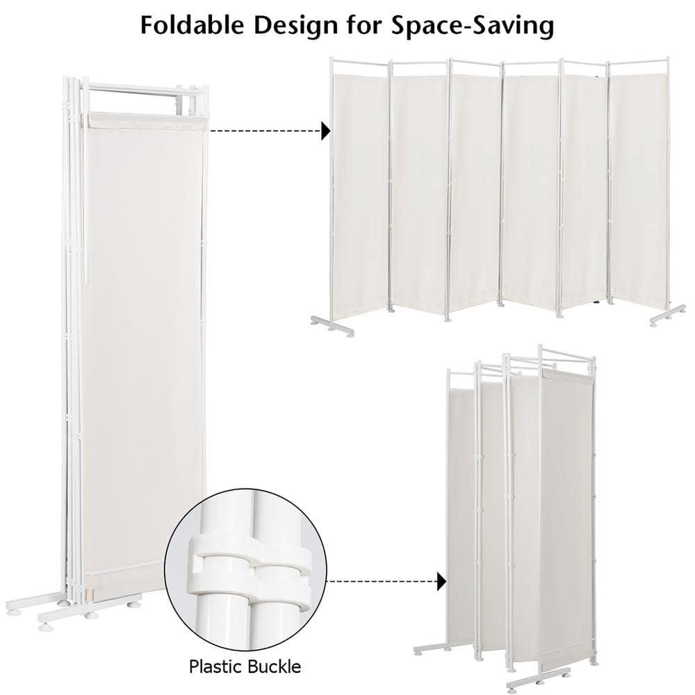 Costway 6-Panel Room Divider Folding Privacy Screen w/Steel Frame Decoration White