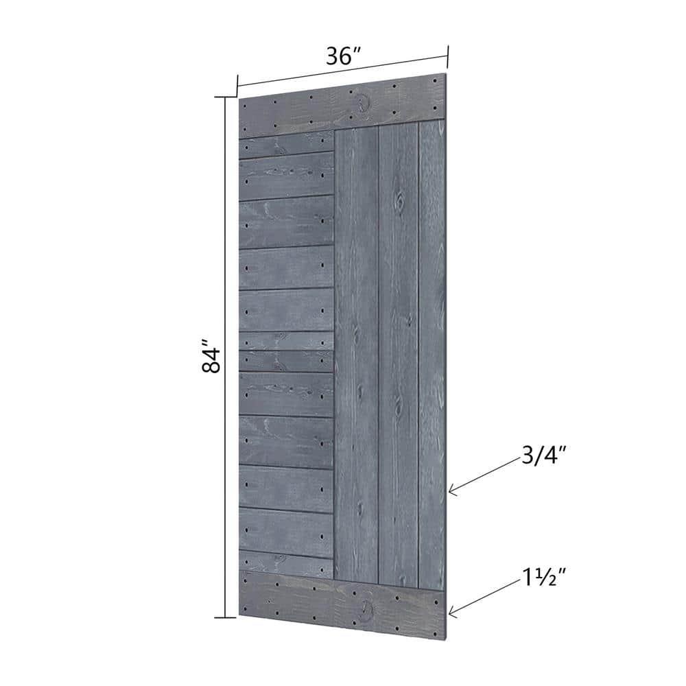 IsLife L Series Paneled Solid Wood Sliding Barn Door with Installation Hardware Kit -Assembly Needed
