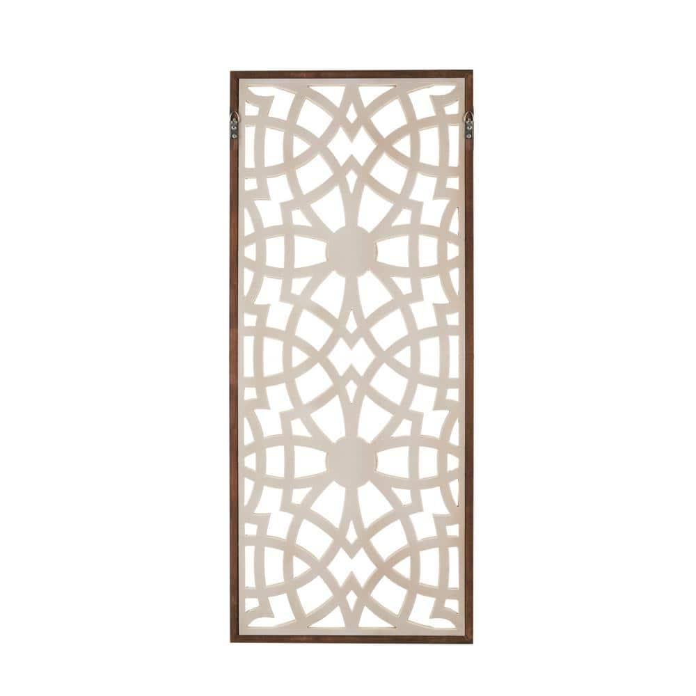 Winston Porter Geometric Wood Panel Wall Art, Farmhouse Style Fretwork Design, Solid Wood Frame Wall Decor