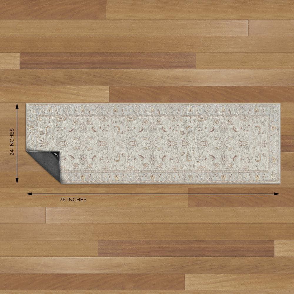 GelPro NeverMove Machine Washable Traditional Jordan Oatmeal Area Rug