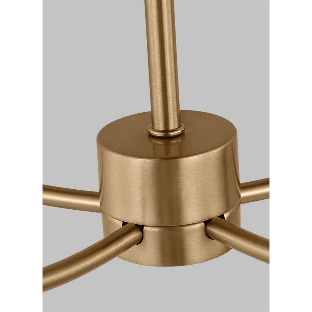 Elegant Satin Brass 5-Light Chandelier with Clear Silver Accents
