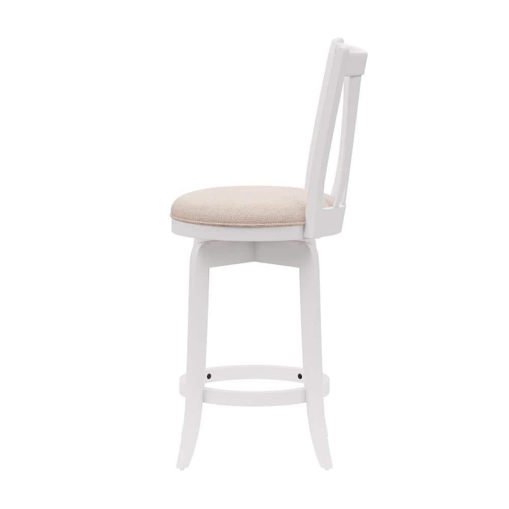 25.25" Savana Wood Swivel Counter Height Barstool White - Hillsdale Furniture: Matte Finish, Cream Upholstery