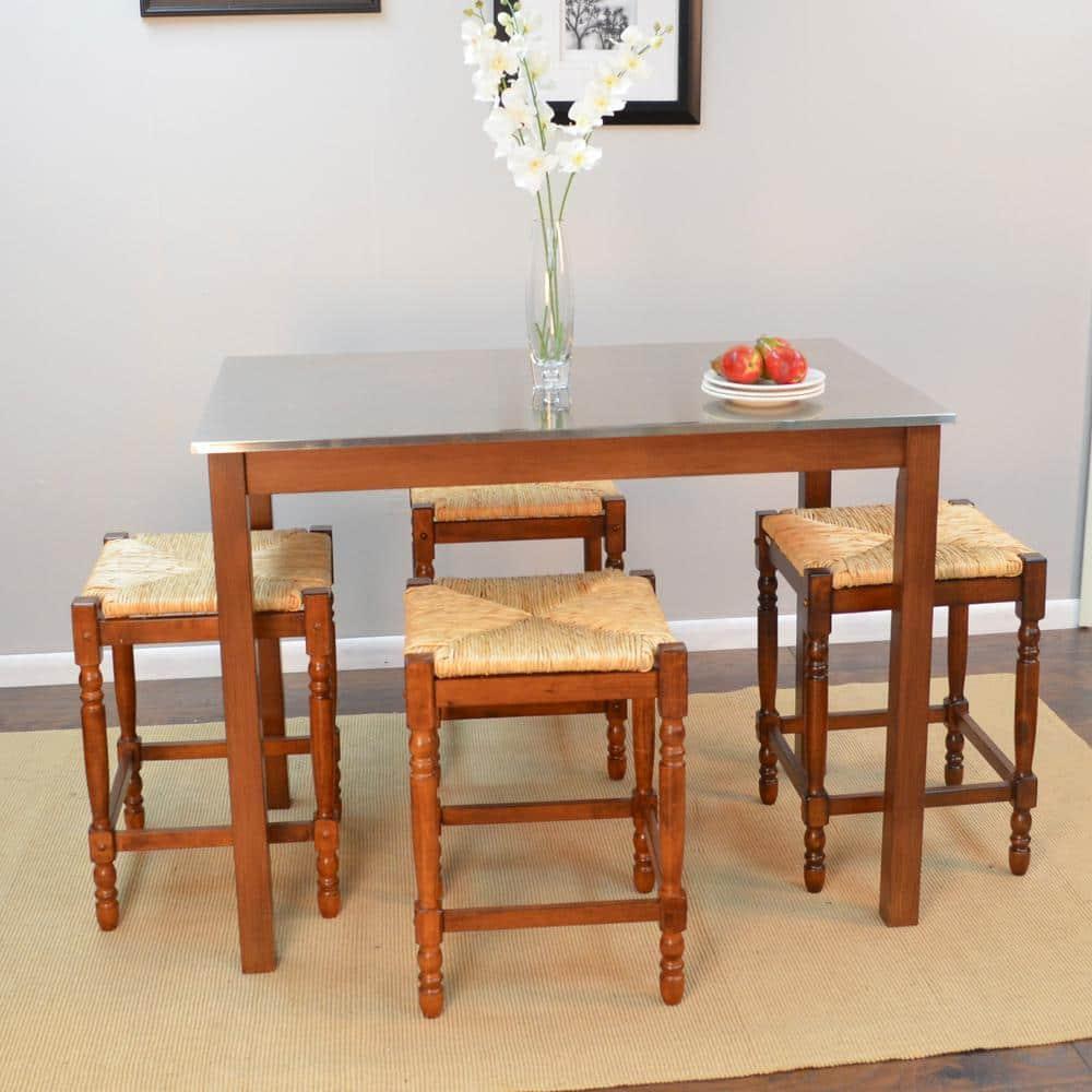 Carolina Living 24" Turner Counter Height Barstool Chestnut: Rubberwood Frame, Square Seat
