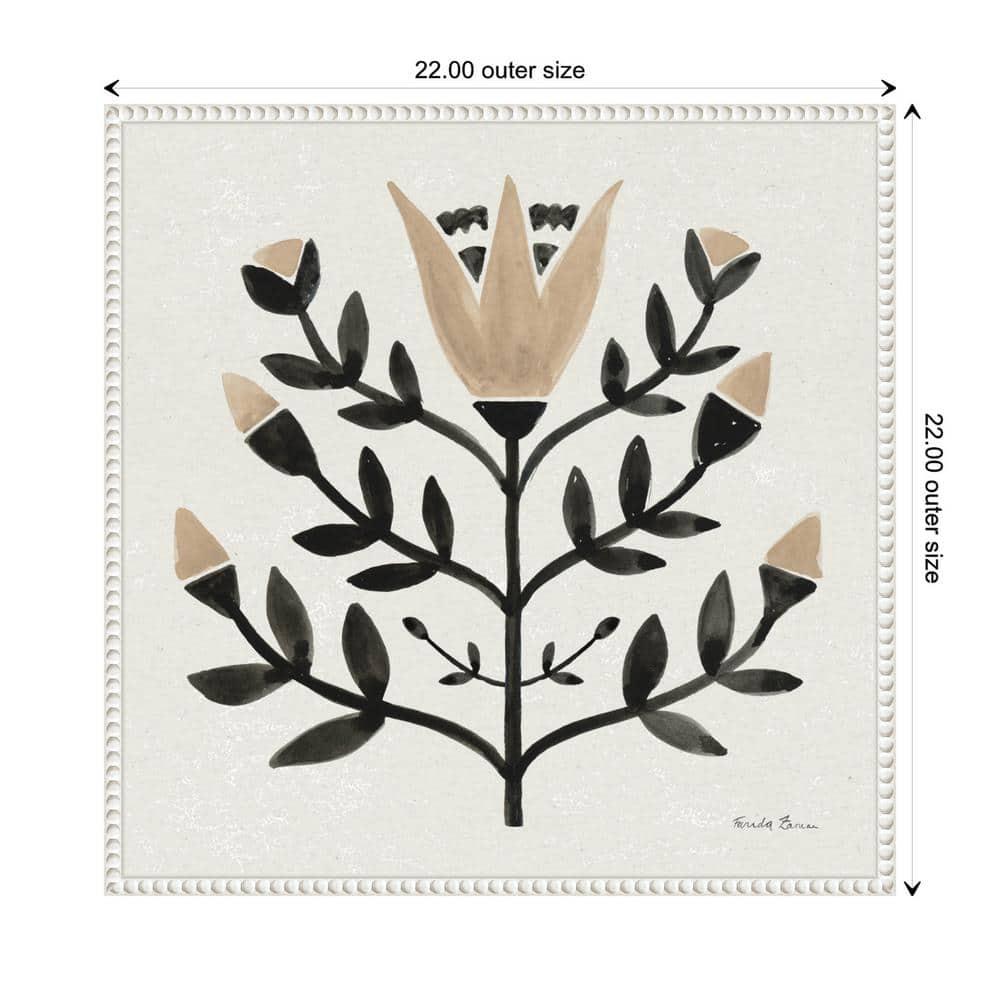 Amanti Art 22"x22" Garden Folk Flowers II by Farida Zaman Framed Canvas Wall Art Print: Modern Lithograph, Polystyrene Frame