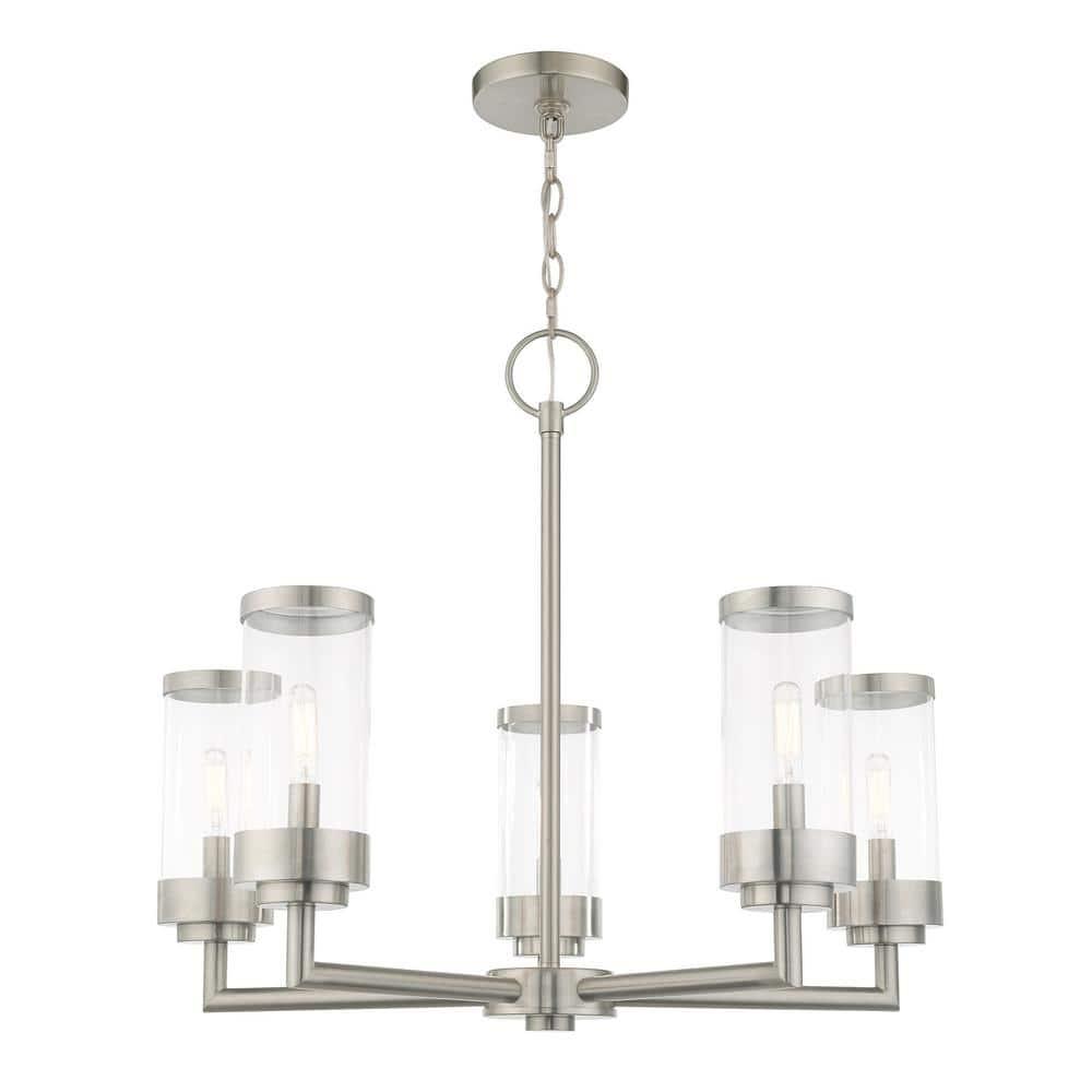 Taylen 5 - Light Stainless Steel Cylinder Chandelier