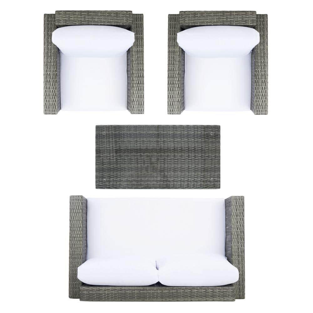 Machie 4Pc Living Set - Indoor/Outdoor - PAT7508 - Grey Brown/White - Safavieh