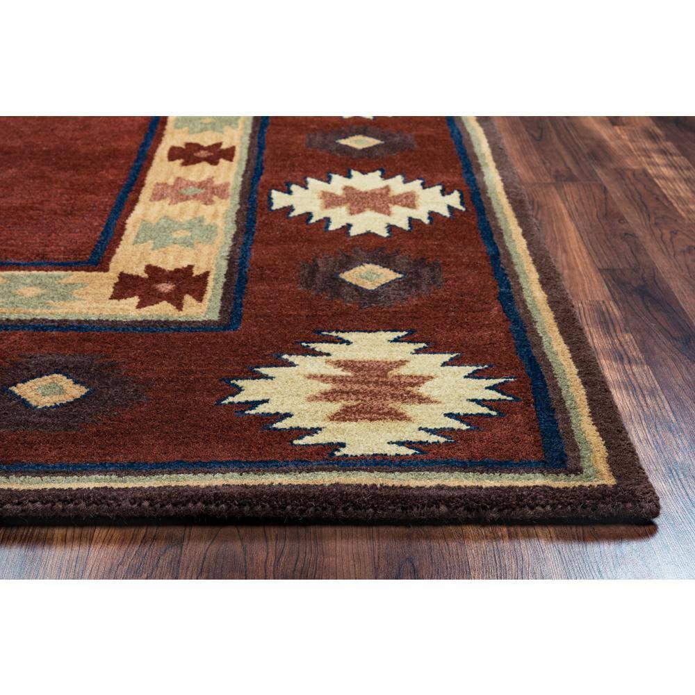 Alora Decor 8'x8' Ryder Southwest Border Round Area Rug Burgundy