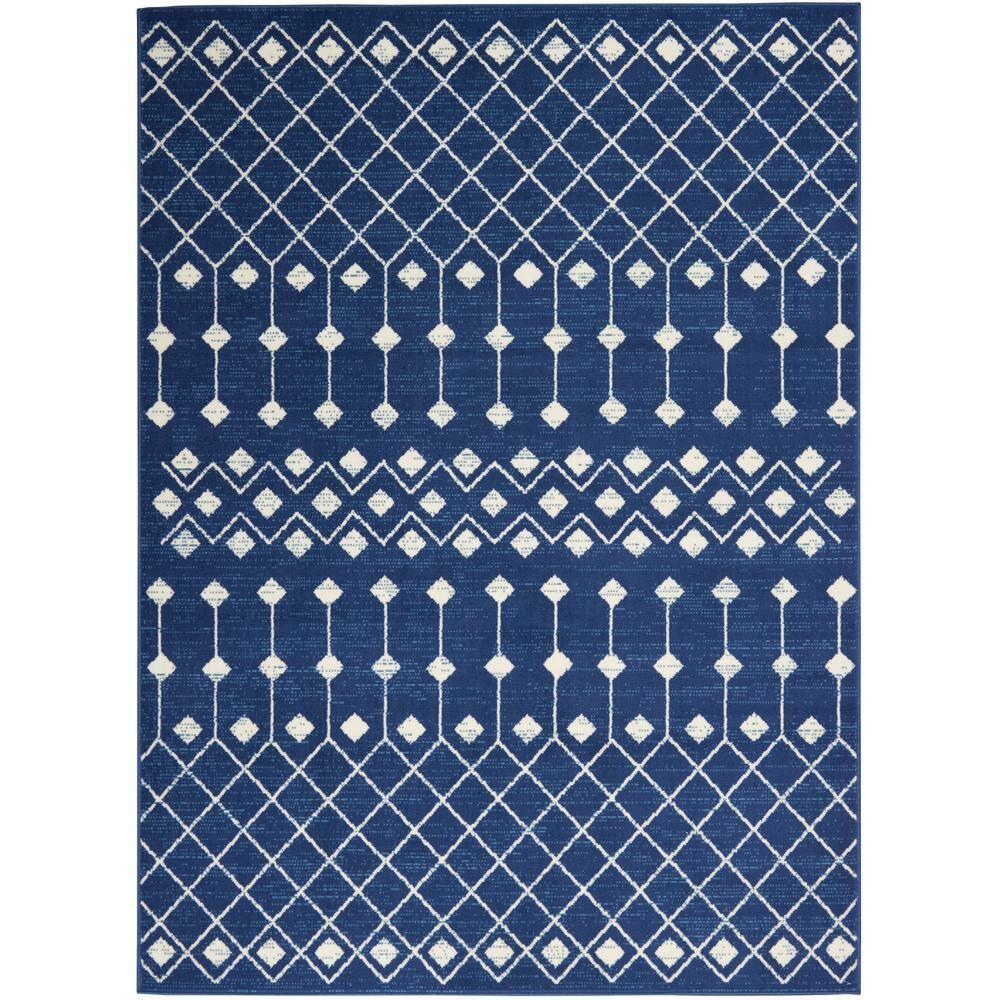 Nourison Grafix GRF37 Navy/White Indoor Area Rug - 6' x 9'