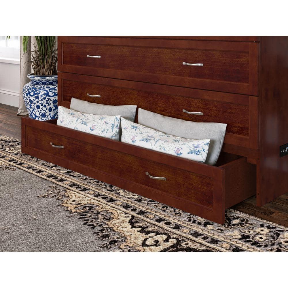 Queen Northfield Murphy Bed Chest Walnut - AFI: Hardwood Frame, Built-In USB Ports & Storage Drawer