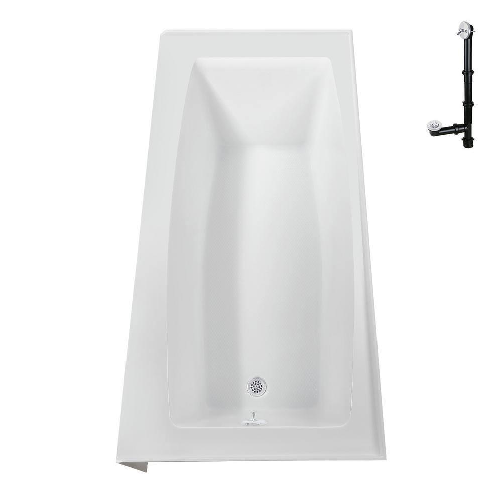 Streamline 60 in. x 30 in. Acrylic Right-Hand Drain Alcove Bathtub in Glossy White With External Drain