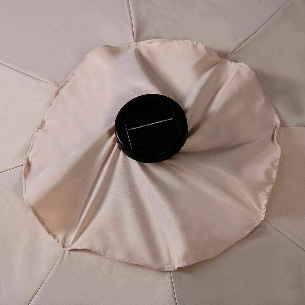 Costway 10ft Patio Solar Umbrella LED Patio Market Steel Tilt w/ Crank Outdoor Beige