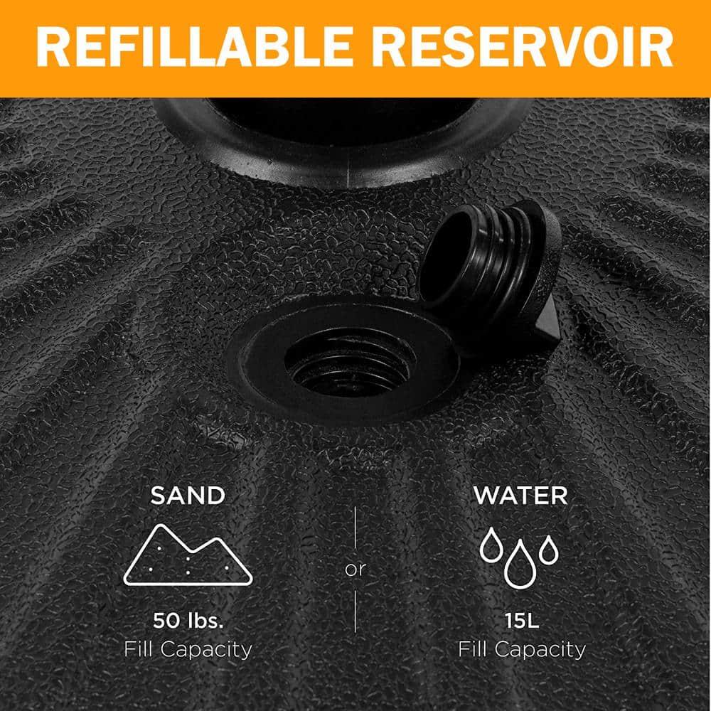 Costway 20'' Round 23L Water Filled Umbrella Base Stand Self-filled Patio Furniture Black