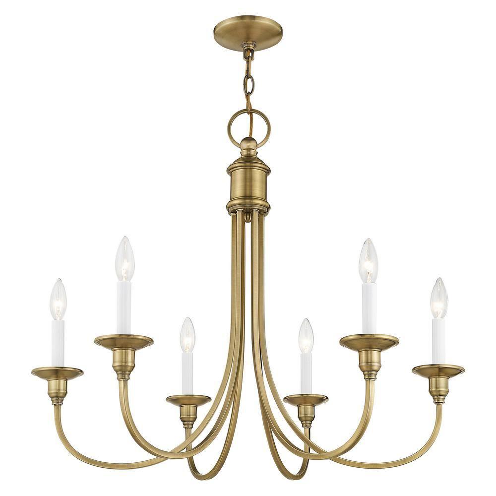 Livex Lighting Cranford 6 - Light Chandelier in  Antique Brass