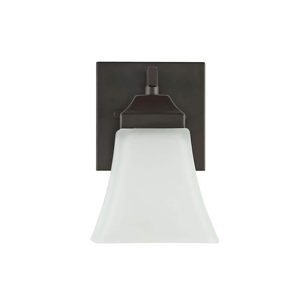 JONATHAN Y Staunton 5" 1-Light Iron/Glass Modern Cottage LED Vanity Light, Oil Rubbed Bronze
