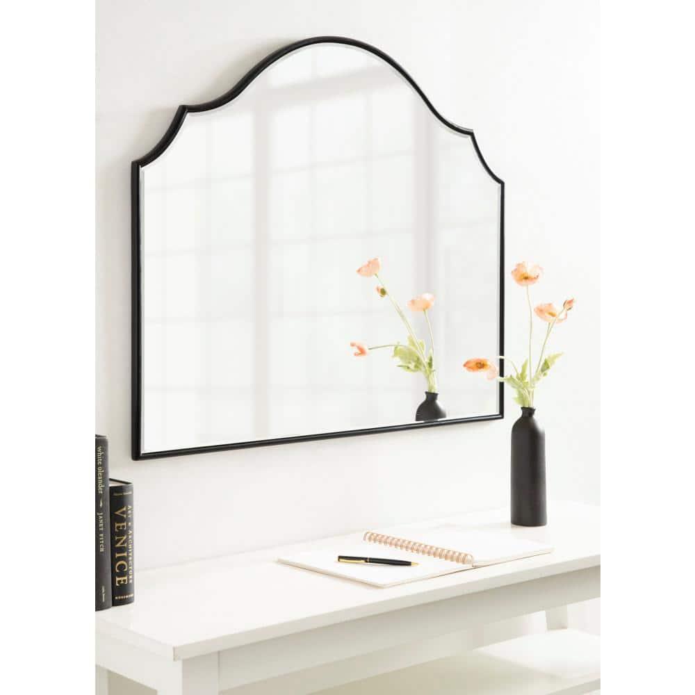 Kate and Laurel Leanna Framed Arch Wall Mirror, 32x28, Black