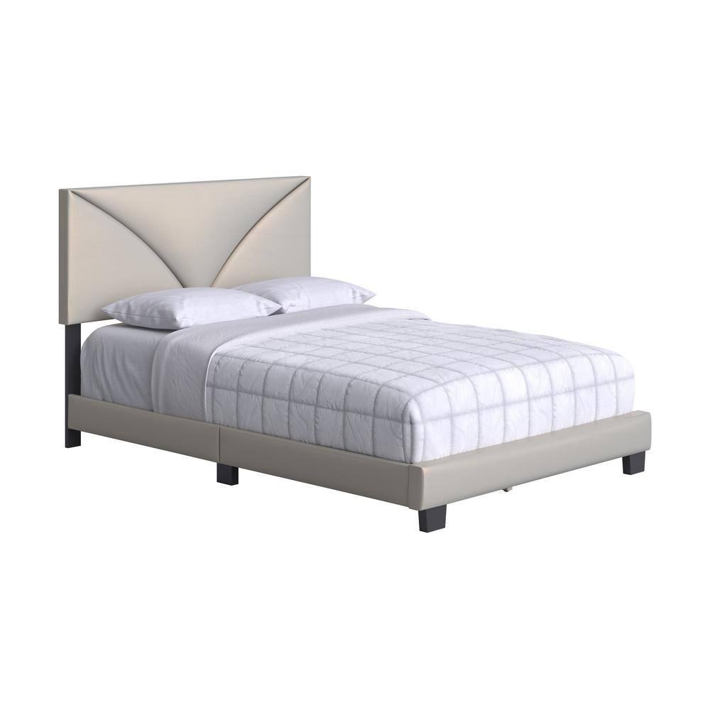 Boyd Sleep Cornerstone Faux Leather Upholstered Platform Bed, Silver, Full