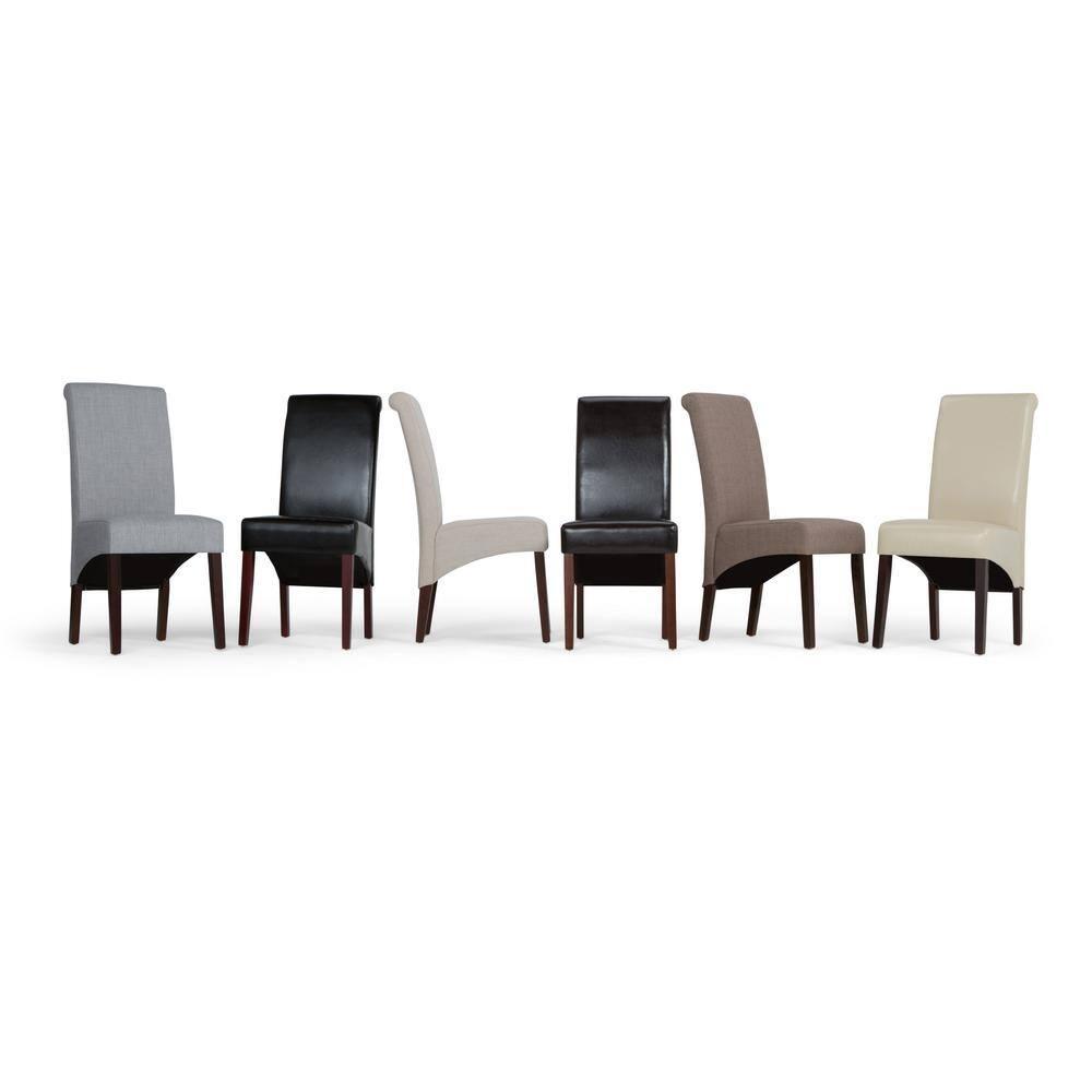 Simpli Home Avalon Upholstered Parson Dining Chair with Ergonomic Curved Backrest in Modern Style (Set of 2) (Set of 2)