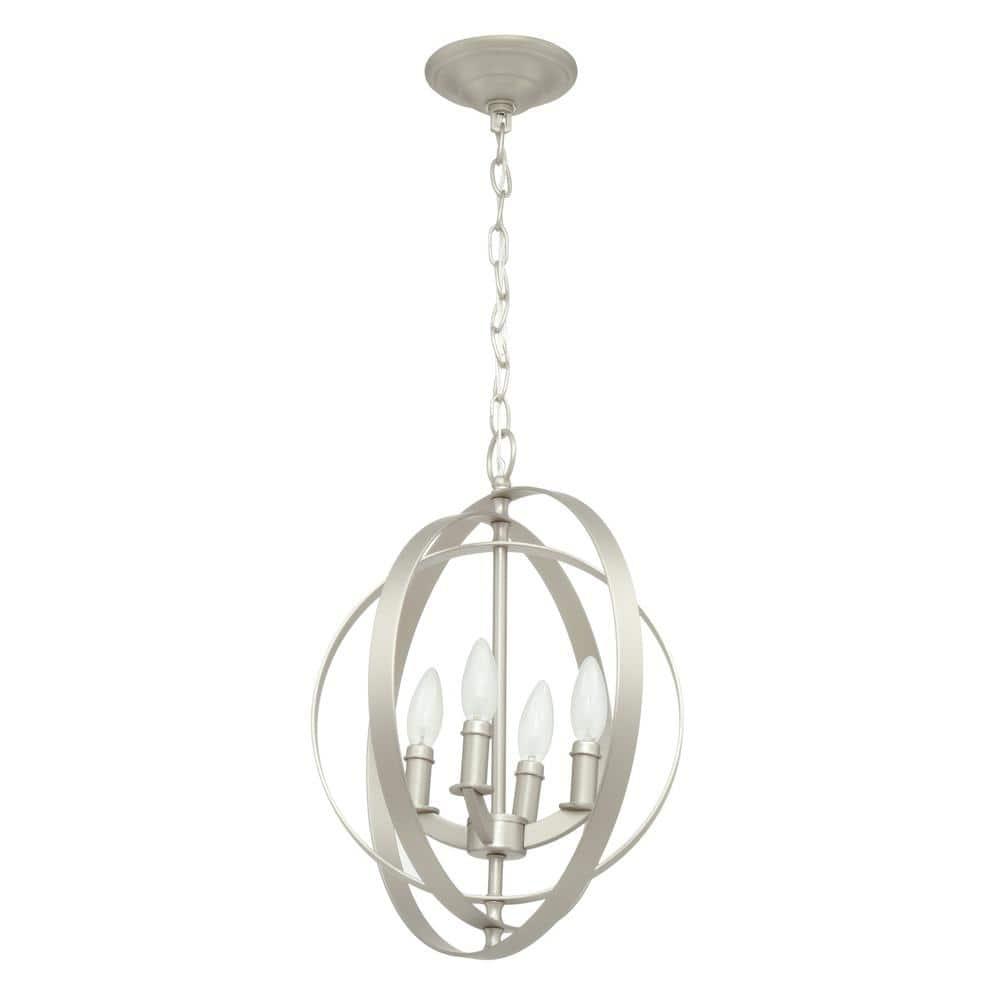 Progress Lighting Equinox 4-Light Foyer Pendant, Steel, Burnished Silver, No Shade